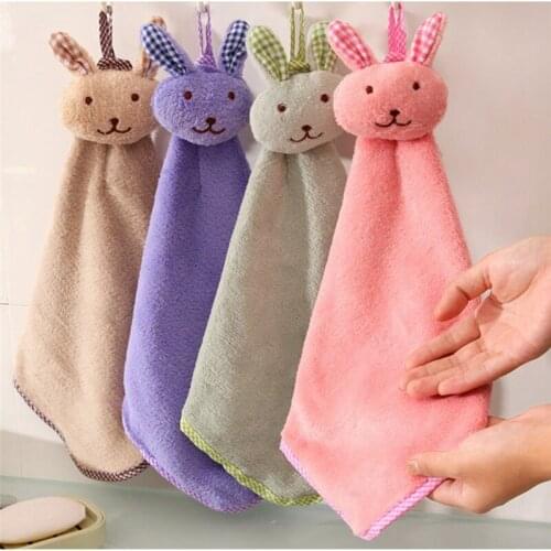 Lovely Baby Hand Towel Cartoon Animal Rabbit Plush Kitchen Soft Hanging Bath Wipe Towel Childrens gifts