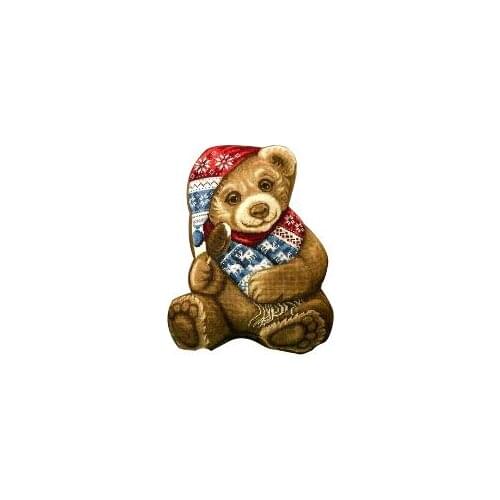 Cute Bear Wearing a Hat Eating Ice Cream in Winter Cross Stitch Kits Embroidery Needlework DIY 14CT Unprinted Decor Handmade