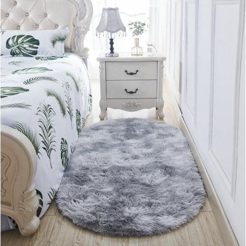 Soft Oval Motley Fur Carpet Living Room Nordic Plush Bedroom Fluffy Rug Warm Kids Room Shaggy Rug Cloakroom Floor Carpets Mat