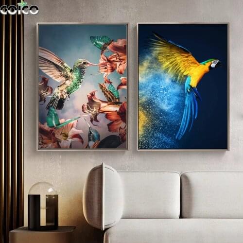 Parrot Wall Art Canvas Painting Home Decorativas Watercolor Bird Art Wall Poster Print Impressionist Painting For Drawing Room