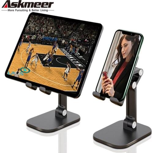 ASKMEER P10 Desktop Cell Phone Stand Tablet Holder Angle Adjustable Compatible with iPhone,iPad,Oneplus Huawei All Mobile Phones