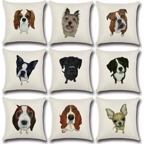 Cartoon Dog Back Cushion Cover Pillow Pug Cute Black Dog Pillow Cover Cushion Cover Home Sofa Quilt Cover