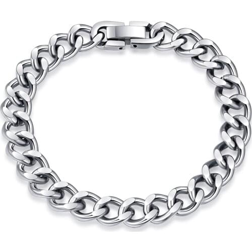 2021 NEW Europe Hip Hop Haprap Retro Titanium Steel Cuba Chain Trendy Mens and Womens Stainless Steel Fashion Bracelet bangles