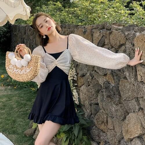 2021 New Womens Swimsuit One Piece Swimwear Skirt Suits Bikini Monokini Swim Summer Bathing Suit Long Sleeve Beachwear