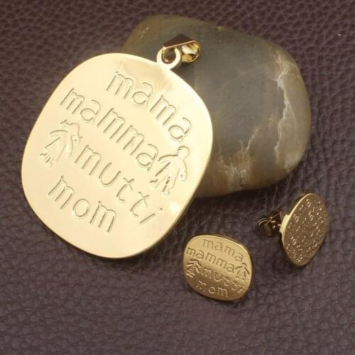 Wholesale Newest Fashion Stainless Steel Jewelry pendant and earring sets For Women and girl SFAI040