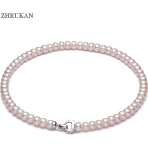 Natural Freshwater Pearl Necklace Jewelry 925 Sterling Silver Pearl Choker Necklaces For Women Gift Wholesale