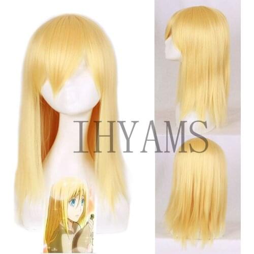 Attack on Titan Krista Lenz Christa Short Golden Kyojin Renz Heat Resistant Cosplay Costume Wig + Wig Cap