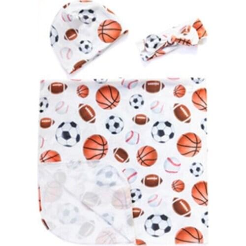 Newborns Swaddle Headband Hat Set Baby Cotton Receiving Blanket Sleeping Wrap R7RB