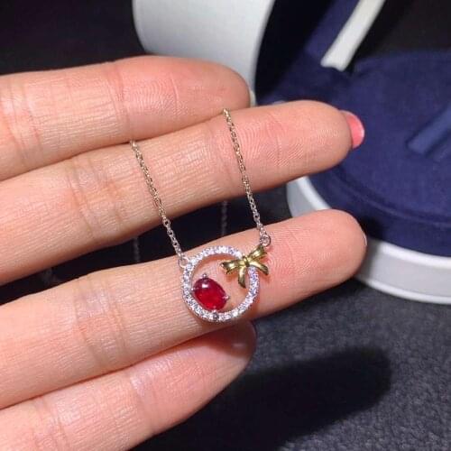 Natural And Real Ruby necklace pendant S925 sterling silver Natural real ruby Pendant