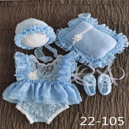 Newborn Photography Props Baby Hat Headband Lace Romper Bodysuits Outfit Baby Girl Dress Photo Costume Photography Clothing