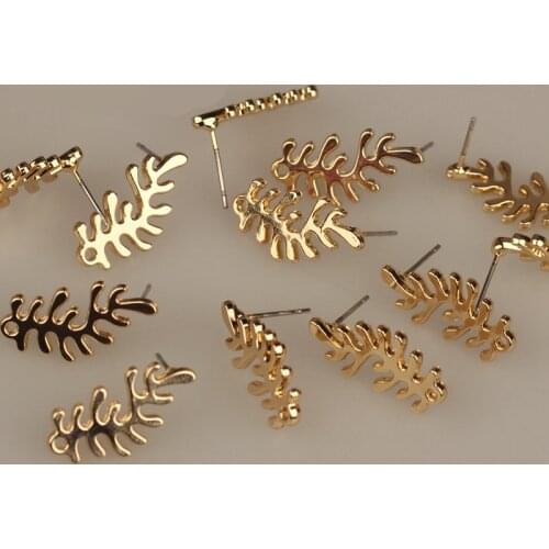 2018 New 10*22MM 6pcs/lot Zinc Alloy Gold Coral Branch Shape Base Earrings Connector For DIY Fashion Stud Earrings Accessories