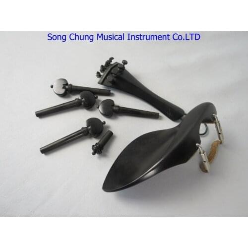 High quality 5 sets of violin ebony fittings 4/4,include 4 blank fine tuner