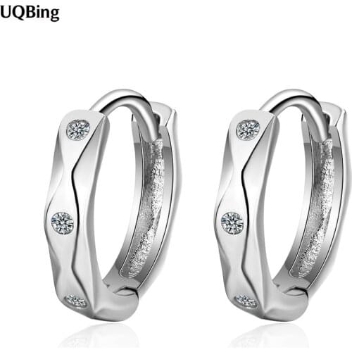 Wholesale 925 Sterling Silver Geometric Round Zircon Clip Earrings for Women Wedding Fine Jewelry