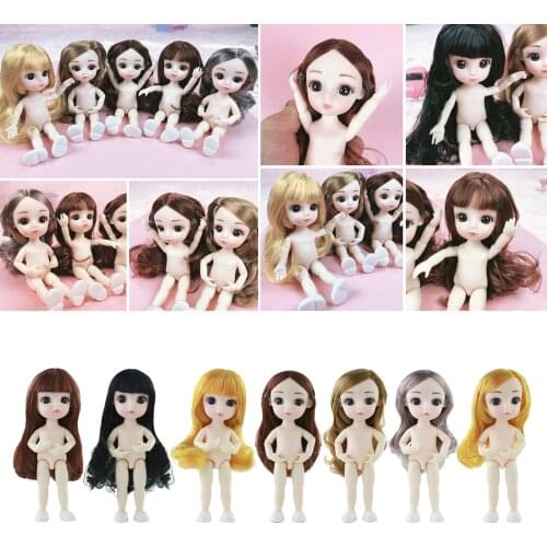 1/12 BJD Doll 16cm 13 Jointed Dolls Female Doll + Wig Accessories for BJD DIY Custom Parts