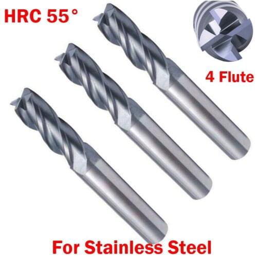 1mm 1.5mm 2mm 2.5mm OD HRC55 Tungsten Solid Carbide 4 Flute CNC Cutting Tool Flat End Mill Milling Cutter For Stainless Steel