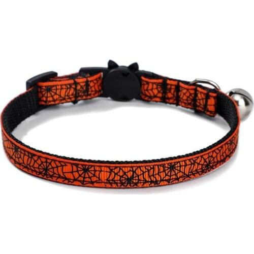 1PCS Halloween Cat Collar Creative Fashion Nylon Kitten Collar Adjustable Pet Collar with Bell Cat Puppy Pet Supplies