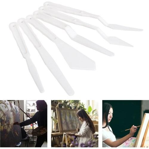 12pcs Plastic Spatula Palette Knives Set with 6 Different Styles for Oil Painting Acrylic Mixing School Classroom Art Tools