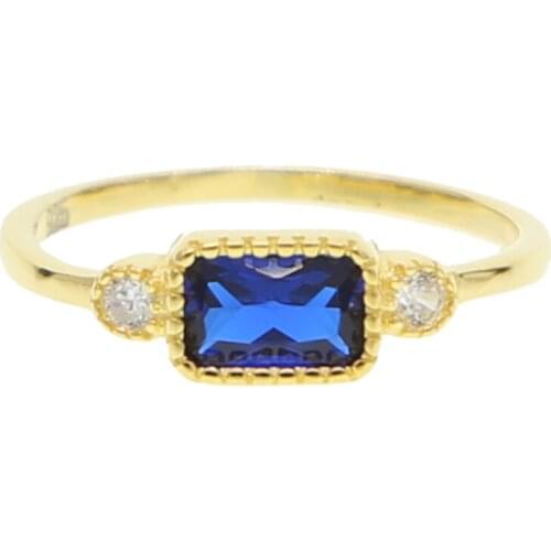 2021 Engagement Wedding Ring For Women Classic Simple Blue CZ Austrian Crystal Gold Color Fashion Jewelry 925 Silver Lover Rings