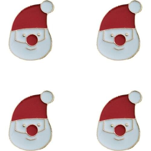 4Pcs Creative Cartoon Christmas Pins Cute Santa Claus Enamel Pin Badges Brooch