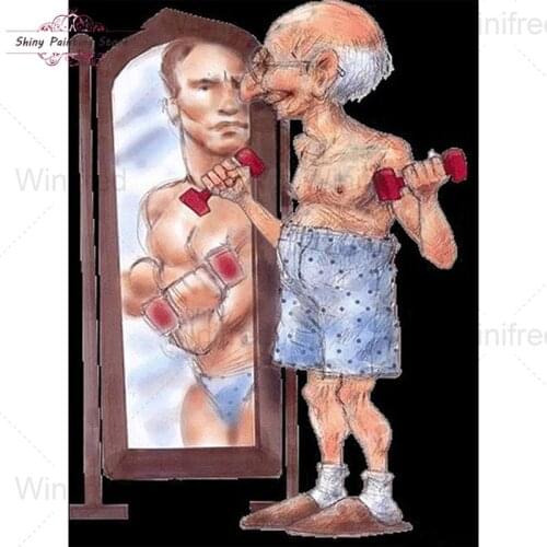 5D Diamond Painting Full Square Round Drill Old Man Fitness Diamond Mosaic Picture Of Rhinestone Diamond Embroidery Cross Stitch