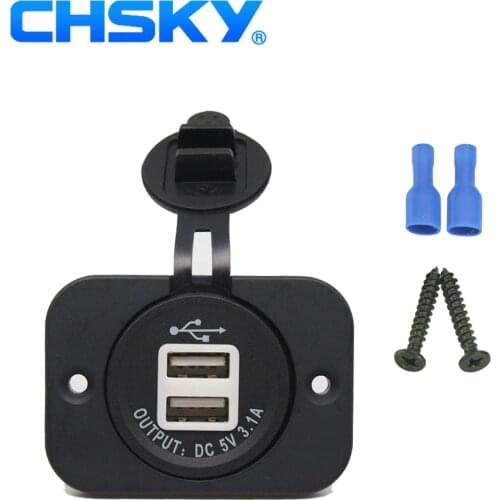 CHSKY 5V 3.1A Car Cigarette Lighter USB Car Charger Adapter High Quality Dual USB Car Cigarette Lighter Power Socket for iphone