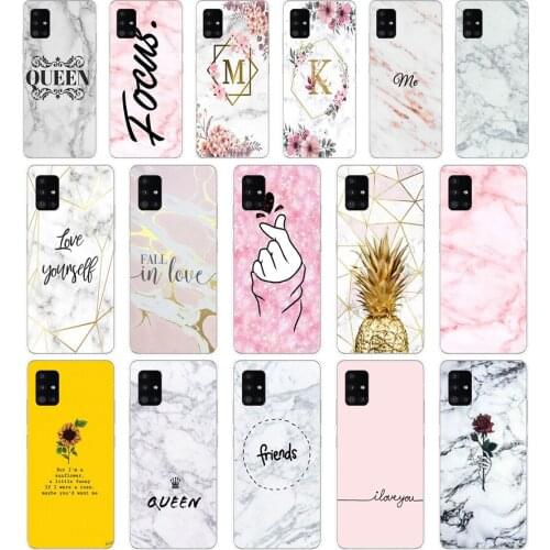 059FG Cartoon Letter Glossy Marble Soft Silicone Tpu Cover Case for Samsung Galaxy A20 A20E A20S A40 A31 A41 A51 A71 case