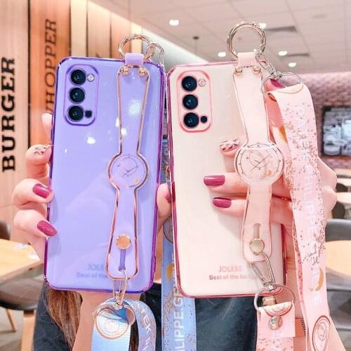 Wristband Holder Case For Oppo Reno5 Pro Case Cover For Reno5 Lite Shockproof Case oppo Reno 5F 5Z 5Lite Reno5 pro + Fundas
