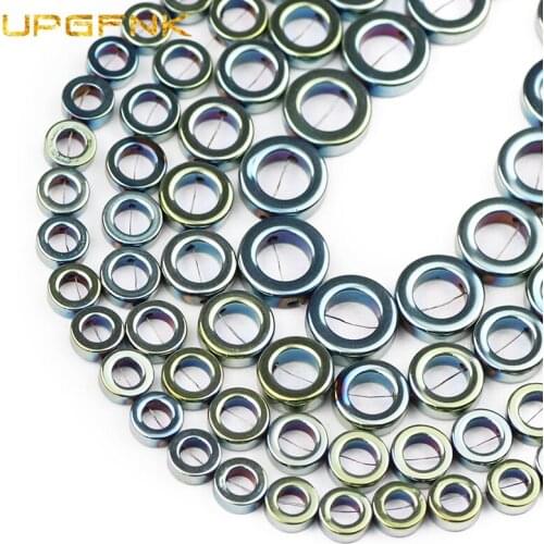 UPGFNK Natural Stone Green Round Hematite Spacer 8/10/12/14mm Circle Shape Loose Beads For Jewelry Making Diy Bracelet Necklace
