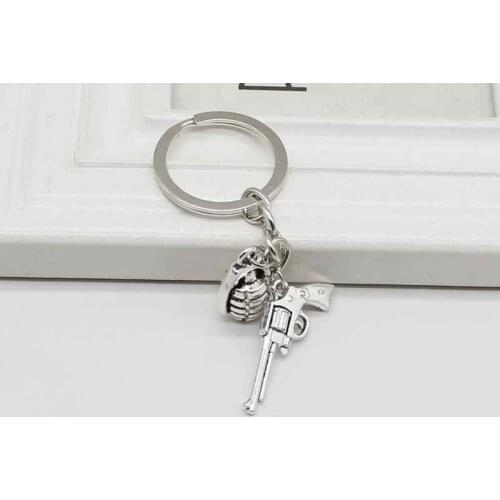 Personality fashion charm military theme pistol bullet pendant key chain mens gift jewelry