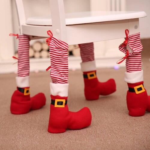 1pc Table Leg Chair Foot Covers Santa Claus Navidad 2020 Christmas Decoration for Home Chair Table Cover Decor New Year Supplies