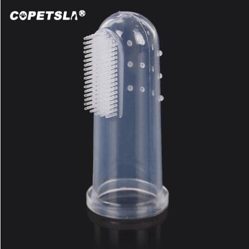 Copetsla 1PCS Soft Pet Finger Toothbrush Teddy Dog Brush Bad Breath Tartar Teeth Tool Dog Cat Cleaning Supplies