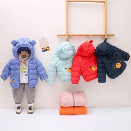 Childrens Clothing Infant Baby Boys Girl Winter Coats Jackets Kids Zip Thick Warm Outerwear Light Down Coats With Ear Hoodie