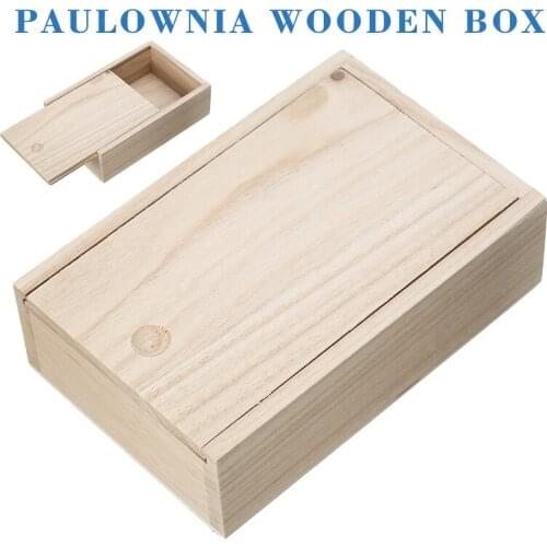 Paulownia Wooden Box Simple Pull Cover Loose Tea Bag Desktop Storage Case For Tea Gift Packing Jewellery Storage Box