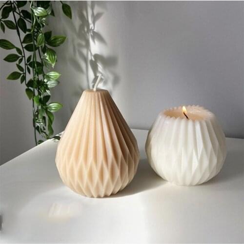 Home Decoration Candle 3D Origami Pear Shape Design Candle Silicone Mold Aesthetic Candle Making