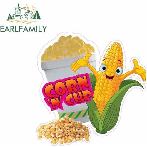 EARLFAMILY 13cm x 12.8cm for Corn Cup Concession Restaurant Food Funny Car Stickers Vinyl Windshield RV VAN Car JDM Accessories