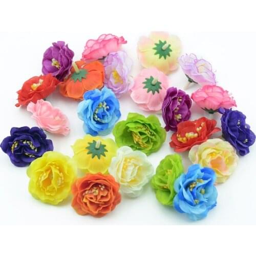 100pcs Silk Artificial Rose Flower Heads For Wedding Decoration DIY Handmade Wreath Scrapbooking Accessories Craft Fake Flowers