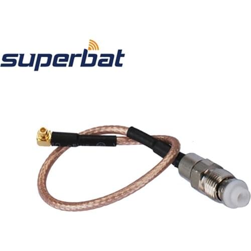 Superbat MMCX Male Plug Right Angle to FME Female Jack Pigtail Cable RG316 15CM for wireless