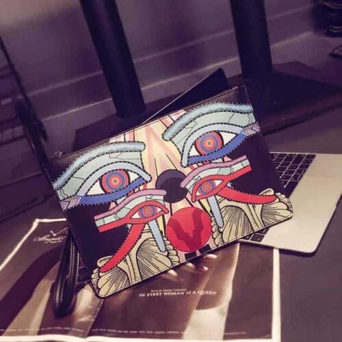 HIGHREAL Plants Print Clutch Bags for Women Bag Personality Leather Contrast Color Street Lady Wrist Bag Couple Casual IPad Bags