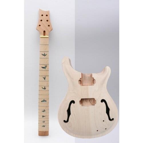 1set Electric guitar Kit Guitar neck 22 Fret Maple Mahogany Semi Hollow Body