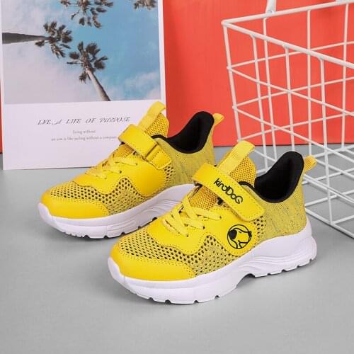 2021 New Boy Running Shoes Black Yellow Sneakers Children Summer Mesh Boy Sport Shoe Hook & Loop Kids Brand Sneakers for Boys
