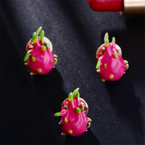 Cute Small Pitaya Enamel Pins Brooches for Women Bags Hat Jewelry Casual Office Fruit Brooch Pin Gifts Badge Collar Accessories