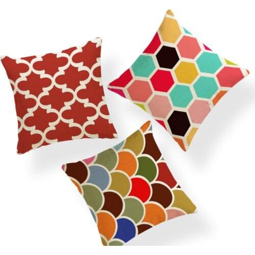 Fashion Simple Geometric Pillowcase Tree Arrow Wave Honeycomb Sofa Decoration Cushion Cover Polyester Linen Custom Rest Pillow