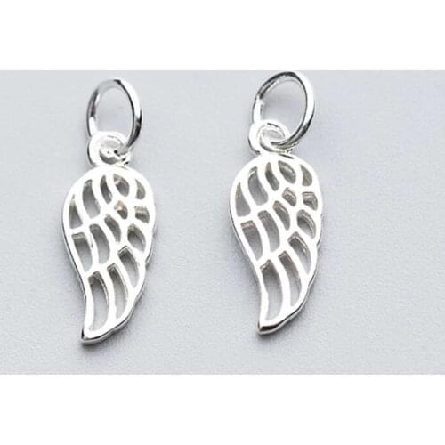 2pcs/lot Fashion Hollow Out Angel Wings Charms DIY Jewelry Make 925 Sterling Silver Girls Dangle Pendants For Earrings Necklace