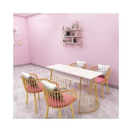 Gold fashion double deck manicure table and chair set north European double manicure table chair Japanese manicure