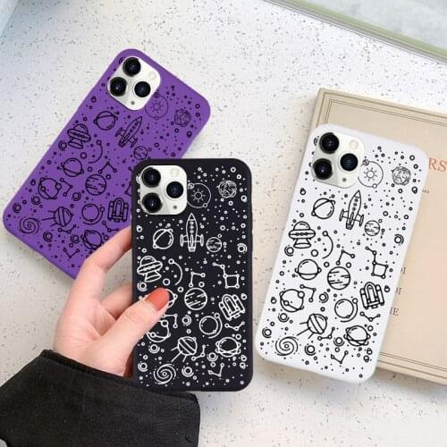 Star Moon Planet Space Soft Silicone Matte Phone Cases for iPhone 11 12 Mini Pro X XR XS MAX 7 8 6 6S Plus SE 2020 Back Cover