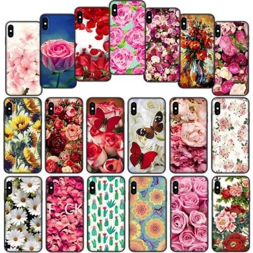 Flower Peonies Peony Red rose Soft Cover Case for iPhone 7 8 6 6S 5 5S SE Plus