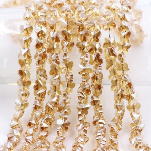 Wholesale Crystal Butterfly Shape Beads With Vertical Hole 10/14mm Glass Loose Beads for DIY Jewelry Accessories Decoration