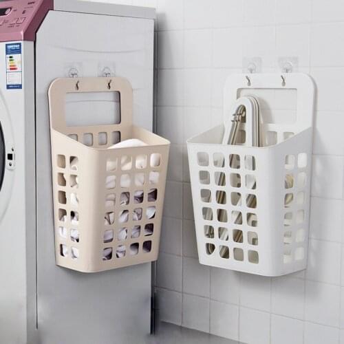 Punch Free Hangable Plastic Storage Basket With Hook Nordic Desktop Laundry Clothe Sundries Storage Basket Organizer Home Decor