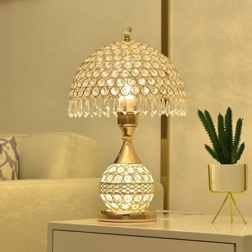 European style creative bedroom bedside lamp home romantic appeal princess style warm small luxury crystal table lamp LX122402
