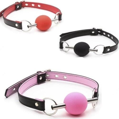 Adjustable Silicone Mouth Open Gag with Metal Stick Head Harness Mouth Fixation Stainless Steel Bar Slave Role Play BDSM